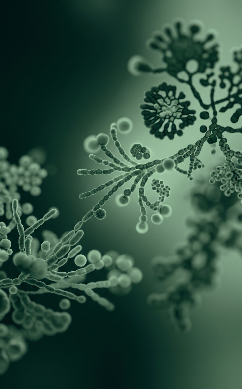 Microscopic culture structure in deep green